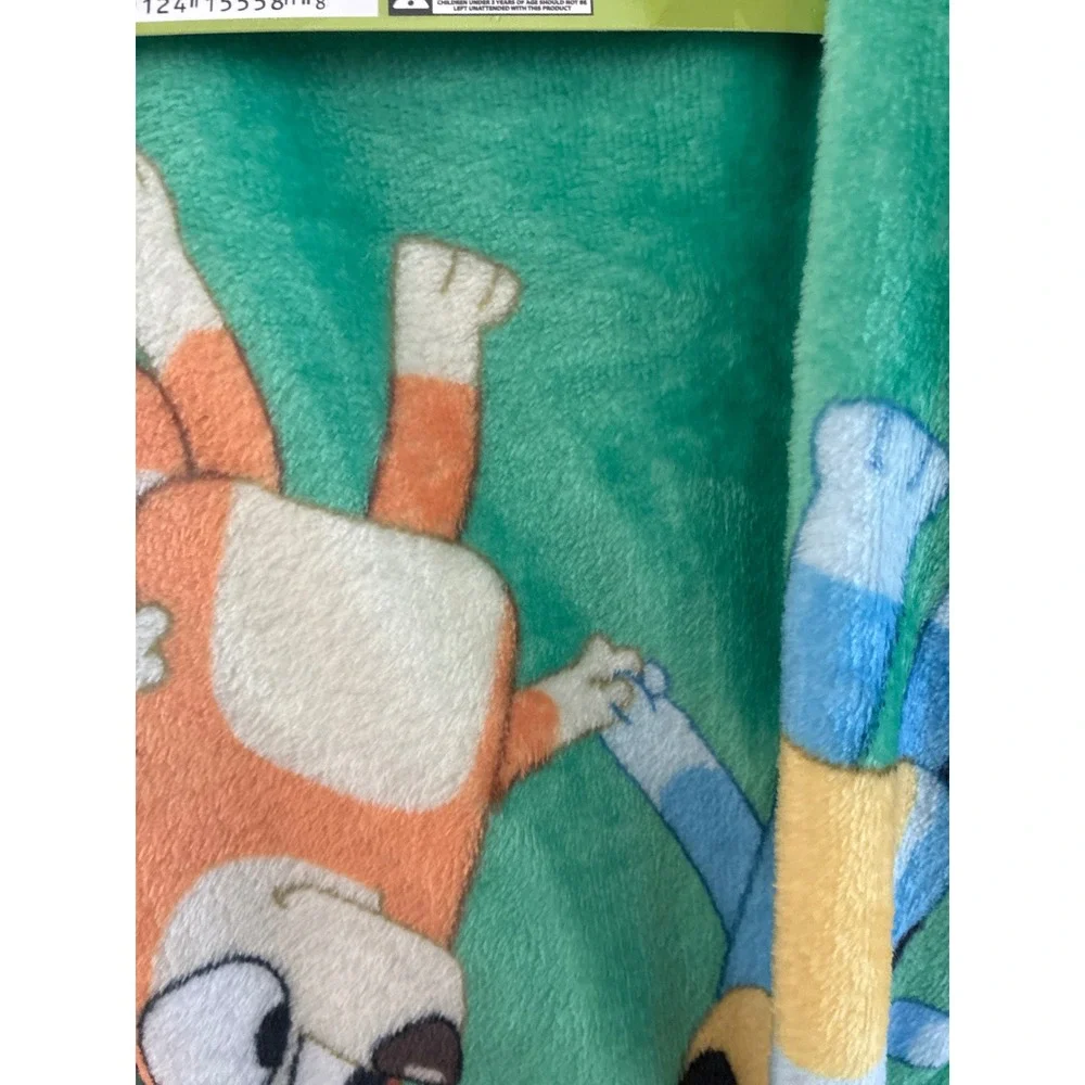 Bluey Christmas Silk Touch Throw Blanket 50x70 Green Holiday Fleece Bingo Heeler